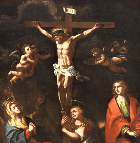 Tableaux et dessins Tableaux XVIIe siècle - "La crucifixion" École flamande début du 17e siècle